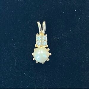 Gold and Cream Rhinestone Pendant 2D